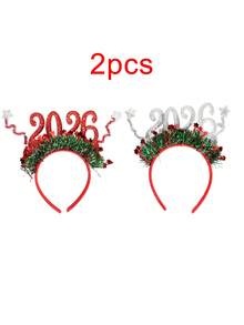 2 piezas/1 pieza Bandas para el cabello de Navidad y Año Nuevo. Diadema y tocado para 2026. Diadema con estampado de estrellas y dígitos 2026, decoración de fiesta de Navidad, accesorios para fotos, diadema de Año Nuevo. Tocado y diadema conmemorativa de Año Nuevo. Accesorios para el cabello de mujer, diademas. Tocados, otoño, accesorios para el cabello de mujer, accesorios de belleza, cosas para el cabello, rellenos de calcetines de mujer, regalo de Navidad, rellenos de calcetines para adultos, cosas para el cabello, relleno de calcetín, accesorios navideños para el cabello de mayoría de edad, ideas de regalo, rellenos de calcetines de belleza, Navidad