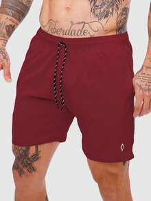 Mauricinho Beach Training Shorts Tactel Men's Plain Basic - Burgundy - View 1