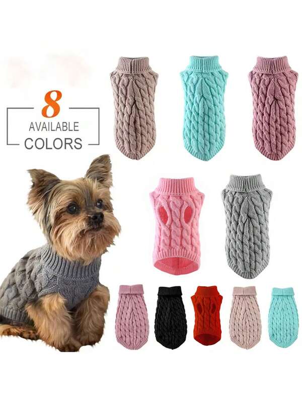 1pc Winter Warm Turtleneck Dog Sweater, Cold Weather Pet Apparel, Washable, Easy To Put On And Take Off, Soft Knit Pet Coat With Open Front, Machine Washable Knit Fabric Pullover, For Small To Medium Breeds - All-Season Warm Pet Clothing For Chihuahua, Bulldog, Dachshund, Cat Lovers