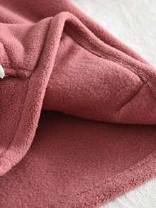 Conjunto de ropa de invierno para niñas jóvenes, suéter de terciopelo de unicolor con bolsillo y pantalón de dos piezas, estilo casual con detalles de encaje y parches