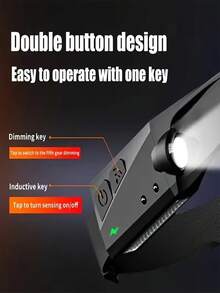 1 Lanterna de Cabeça Recarregável USB LED+COB, Lanterna de Cabeça com Sensor de Movimento, Adequada para Corrida, Pesca, Camping, Trilha, Luzes de Emergência