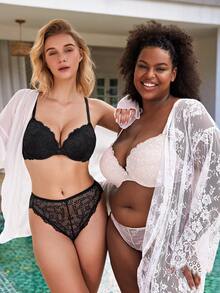 Áo ngực có gọng, đệm mút ren hoa lãng mạn WINGSLOVE dành cho nữ, thoải mái với gọng dày, dây đeo có thể điều chỉnh, thiết kế nâng đỡ, chi tiết ren gợi cảm, hỗ trợ mềm mại. - Màu Hồng baby - Xem 6