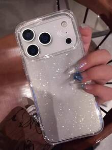 1 pezzo Custodia per telefono in TPU morbido, compatibile con 17 Air 16 15 14 13 12 11 Pro Max Plus, con glitter di lusso e paillettes chiare