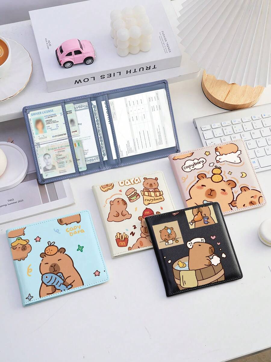 Capybara Cartoon Pattern Id Card Bag, Multiple Colors Are Available, Fashionable And Individual, Ultra-Thin, Lightweight And Portable, Suitable For Storing ID Cards/Passport/Driver's Licenses/Bank Cards/Credit Cards/Shopping Card, Can Be Used As A Gift For Birthdays, Anniversaries, Valentine's Day, Christmas, New Year And Other Festivals, Given To Family Members, Lovers, Friends And Elders