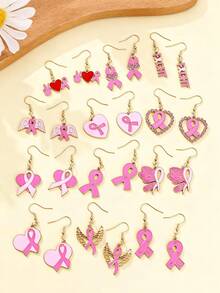 1 Pair Pink Ribbon Earrings For Women's Breast Health Awareness - Ideal Gift For Charity Fundraising Events