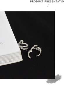 Cercei din argint 925 în formă de inimă, design elegant și minimalist, potriviți pentru fețe rotunde, bijuterii personalizate, purtare zilnică/pentru petrecere, cadou pentru Ziua Îndrăgostiților, ziua de naștere, aniversare