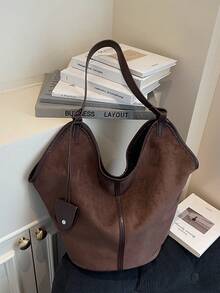 New Fashion Solid Color Large Capacity Tote Bag For Women, Casual Stylish Bucket Bag For Work Commute, Shoulder & Crossbody Bag