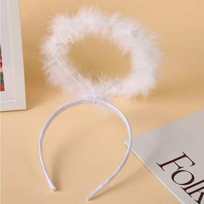 1pc Angel Halo Headband Feather Angel Headband, White Halo Headband, Halloween, Christmas Costume Accessories, Party Accessories, Suitable For Adults And Teenagers To Wear On Halloween And Christmas.