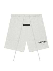Essentials 男士字母印花抽绳腰部宽松运动短裤 - 白色 - 查看 1