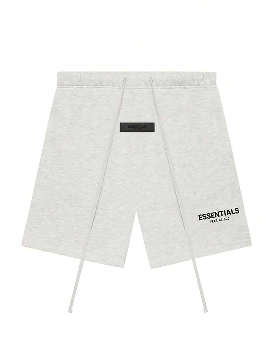 Essentials 男士字母印花抽绳腰部宽松运动短裤 - 白色 - 查看 1