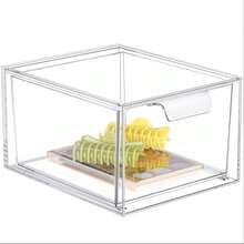 1pc/2pcs Transparent Stackable Drawer Organizer Box, Dust-Proof Storage Box For Cosmetics, Sundries, Snacks, Desktop Organization - Clear - View 9