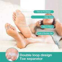 1 对硅胶趾分离器，双环硅胶趾间隔器，男女通用，适合瑜伽和日常放松 - 白色 - 查看 3