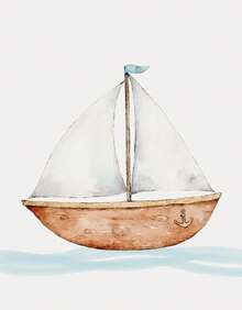 Ancla de barco náutico de estilo de dibujos animados para habitación de niños, póster artístico de barco con rueda, pintura en lienzo, impresiones de pared, imagen para decoración del hogar y la sala de estar - 1 - Ver 9