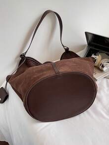 New Fashion Solid Color Large Capacity Tote Bag For Women, Casual Stylish Bucket Bag For Work Commute, Shoulder & Crossbody Bag