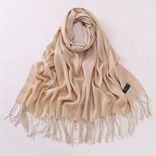 1pc Women's Minimalist Solid Color Faux Cashmere Scarf, Casual Versatile For All Seasons, Fashionable And Elegant Outerwear Decoration, Suitable For Wedding, Church, Evening Party, High-End Premium Ladies Shawl