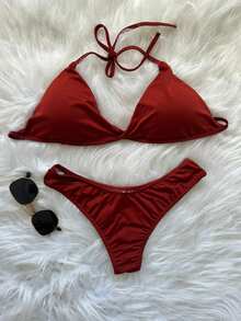 Delta Wing Bikini Set In Suplex Polyamide – Sexy, Comfortable And Stylish! Summer 2025 - Burgundy - View 2