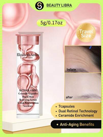 ELIZABETH ARDEN ARDEN RETINOL+HPR Ceramide Capsules -Anti-Aging Capsules,Anti-Wrinkel Capsules , Firmning Capsules, Hydrating Capsules, Skin Recover Capsules,Travel Size Capsules, 0.11 Fl.Oz. 3.2ml X 7 Capsules