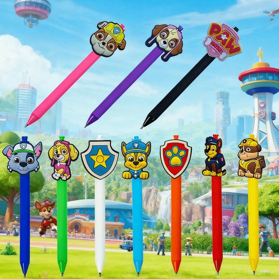 Caneta Esferográfica Fofa da Patrulha Canina, 0,5 mm, Caneta de Carbono Preta à Base de Água, Caneta Neutra com Múltiplos Formatos Criativos. Pacote de Presentes de Papelaria Universitária para o Início do Ano Letivo. Uma Caneta de Assinatura de Escritório Interessante. Material Escolar, Volta às Aulas