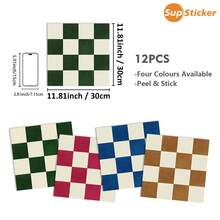 12 pièces/set, 30x30cm Autocollants muraux décoratifs à motif écossais bicolore 2D plat. Matériau PVC auto-adhésif amovible, imperméable et facile à nettoyer. Convient pour les murs de carrelage, le salon, la chambre, la cuisine, la salle de bain et autres surfaces murales plates. Décoration murale, décoration de pièce
