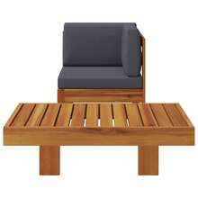 vidaXL Outdoor Solid Acacia Wood Sofa Set With Cushions - Dark Grey - View 3