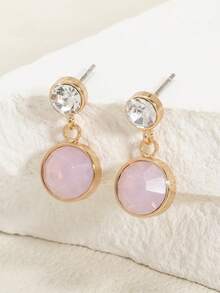 1 Pair Fashionable High-End Exquisite Minimalist Elegant Cute Pink Rhinestone Heart Shaped Dangle Earrings, Caring For Women's Health - Heart Rhinestone Ribbon Earrings - View 9