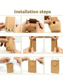 10/20pcs Retro Kraft Paper Bag With Ribbon And Tag, Gift Packaging Box For Wedding Birthday Favor, Christmas Party, Mother's Day, Graduation Gifts, Valentine Day, Party Decor (Paper Box + Tag + Hemp Rope)