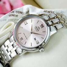 Orient Fashion Women's Fully Automatic Mechanical Watch Diamond Single Calendar Luminous Steel Band Watch Small Gold Watch Steel Band Powder Plate RA-NR2002P10B - Silver - View 2