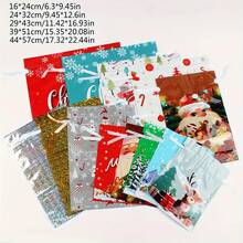 2PCS/Set Christmas Gift Packaging Bags With Drawstring Closure Festive Santa Reindeer Snowflake Tree Designs Multiple Styles Of Gift Packaging Bags Durable Plastic Holiday Treat Bags For Xmas Decorations Candy & Presents - Multicolor - View 4