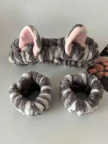 3pcs Cute Plush Cat Ear Headband, Wristband & Sleeve Protector Set For Women, Autumn/Winter,Fall,Hair,Hair Accessories,Accessories,Hair Accessories For Women,Travel,Hair Accessories,Accessories Women,Hair Accessory,Hair Accessories Women,Hair Tools,Hair Stuff,Stuff,Beauty Accessories,Gifts,Travel,Gifts For Women,Hair Stuff,Stocking Stuffers