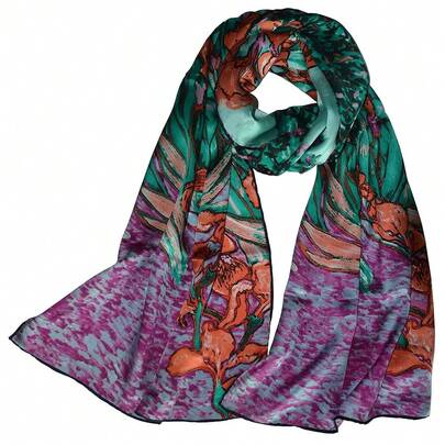 Van Gogh And Claude Monets Paintings, Fashion Silk Scarf Premium Shawl Wrap Art (Van Gogh - Starry Night)