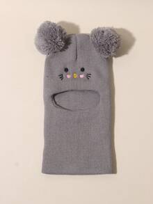 1 pezzo Cappello balaclava in maglia con ricamo a gatto, carino per bambini, cappello invernale caldo e casual per neonati/bambini, adatto per bambino/bambina, berretto da sci per uso quotidiano e all'aperto - Multicolore - Visualizzare 43