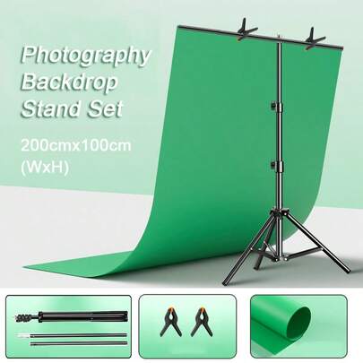 TOKQI 2m x 1m einstellbarer Hintergrundständer, Fotohintergrund-Unterstützungssystem mit 2 Clips, kann mit Fotografie Greenscreen kombiniert werden, geeignet für professionelle Fotostudios, Partydekorationen, Eventdekorationen, Hochzeitsfotohintergrund