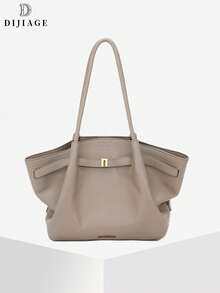 Bolso de hombro de mujer con textura y decoración de letra, bolso de moda sencillo para ir de compras y salir