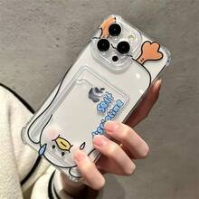 Funda de Teléfono con Soporte para Foto de Pato Invertido Lindo para iPhone 16 16 Pro 16 Pro Max 15 Pro 15 Pro Max 14 14 Pro Max 13 12 11 XS Max XR Funda Protectora Antigolpes y Anticaídas de Dibujos Animados - Colores mixtos - Ver 4