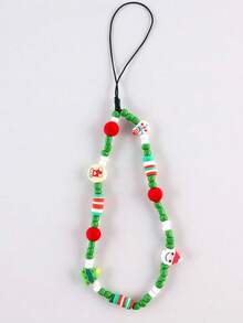 GO2CJBEADS 1pc New Fashion Christmas Mobile Phone Chain Lanyard For Women Simple Santa Claus Acrylic Beaded Phone Chain Beaded Keychain