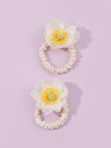 زوج من أربطة الشعر المطبوعة بالزهور، ملونة وجميلة، متعددة الاستخدامات للاستخدام اليومي، حاملات ذيل الحصان، أربطة الشعر المطاطية، حبال الشعر، ربطات الشعر المطاطية