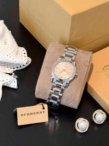 Burberry Stainless Steel Leather And Rhinestone Watch - Silver - View 4