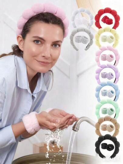 1/3 Pcs Spa Headband For Washing Face Wristband Set, Skincare Makeup Headbands For Women, Bubble Make Up Headbands Teen Girl Gifts