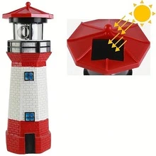 Solar Outdoor Rotating Beacon LED Sensor Garden Courtyard Waterproof Decorative Iron Art Landscape Lawn Light
