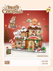 LOZ Christmas Building Block House, Coffee Shop Building Block Model, Panda Grocery Store Assembly Building Block Toy, Collectible Souvenir, Best Holiday Gift For Boys And Girls, Christmas Gift, Halloween Gift, Birthday Gift - Multicolor - View 4
