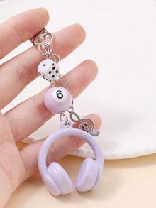 1 pieza Llavero con pendiente de auriculares, pendiente personalizado con nota musical/estrella/bola de billar 8/dado - Regalo de moda y minimalista, adecuado para mujeres y adolescentes amantes de la música como accesorio de cumpleaños, excelente para regalos diarios y festivos