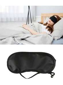 Elegant Nightcap And Sleep Eye Mask Set, Satin With Ruffle Design - Double Layer, Elastic Band - Women's Soft Polyester Hair Cap, Breathable Blackout Eye Mask, Travel Aid Sleep Mask, Relieve Eye Fatigue, Suitable For Daily Sleep, Hotel Stay, Long-Distance Travel - Black - View 6