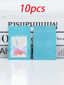 100/10pcs Transparent Window Jewelry Bags, Gradient Color Jewelry Sealing Bags, Reusable, Dustproof And Anti-Oxidation, Suitable For Rings, Earrings, Necklaces, Pendants And Other Jewelry, Jewelry Accessories Organization, Home Essentials, Holiday Gifts. - Multicolor - View 17