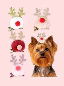 2/4 piezas Pinzas para el pelo de reno navideño de peluche brillante, adecuadas para uso diario y fiestas