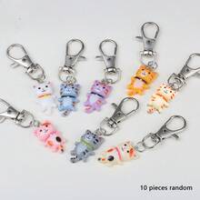 7 件可爱猫咪钥匙扣套装，卡通动物树脂装饰配件，龙虾扣钥匙扣，装饰性生日礼物，包/车/手机吊饰汽车配件包吊饰学校动物哥特 Y2k - 彩色 - 查看 8