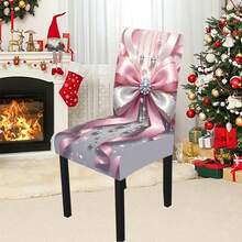 1/4/5/6/7/36 pièces Ensemble de housses de chaise/housses avec nœud double couche et motif de cristal à gland pour Noël, convient pour la maison, le restaurant, l'hôtel, idéal pour la décoration quotidienne moderne. La nappe s'adapte à une table de salle à manger carrée, la housse de chaise élastique est lavable.