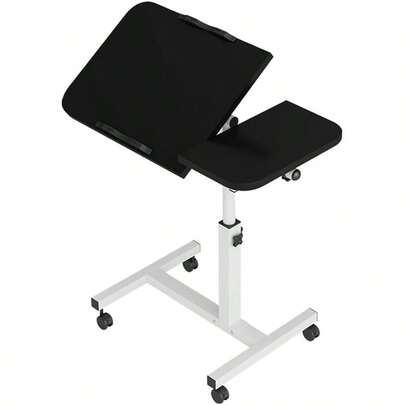 Dragonpad Overbed Table With Wheels, 23.6-37.4in Height Adjustable Over Bed Table Movable Rolling Bedside Table Standing Desk Bed Table Hospital With 0-90 Degrees Tilting Surface