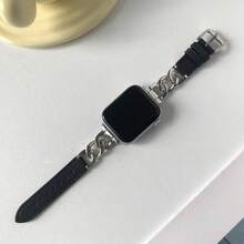 1pc Genuine Leather Single Chain Strap, Fashion Smartwatch Band Compatible With Apple 38mm 40mm 41mm 42mm 44mm 45mm 49mm, Series 8 7 6 5 4 SE