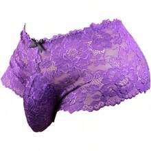 Men's Soft Lace Pouch Briefs - Breathable & Supportive Underwear - Purple - View 7