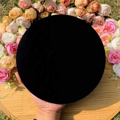 1 套抛光水晶黑曜石占卜镜水晶饰品灵气疗愈宝石石英石板华丽黑镜